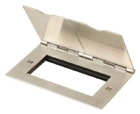 FS312SS  Essentials 2 Gang New Media Floor Plate Quad Aperture